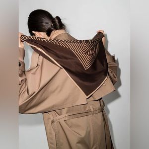 TOTEME brand new
Brown Silk Centered Monogram Scarf
